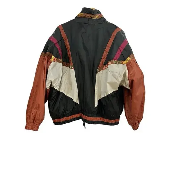 Vintage 90s RE Sport River Edge Bomber Jacket M Nylon Geometric Colorblock Retro - Picture 10 of 16